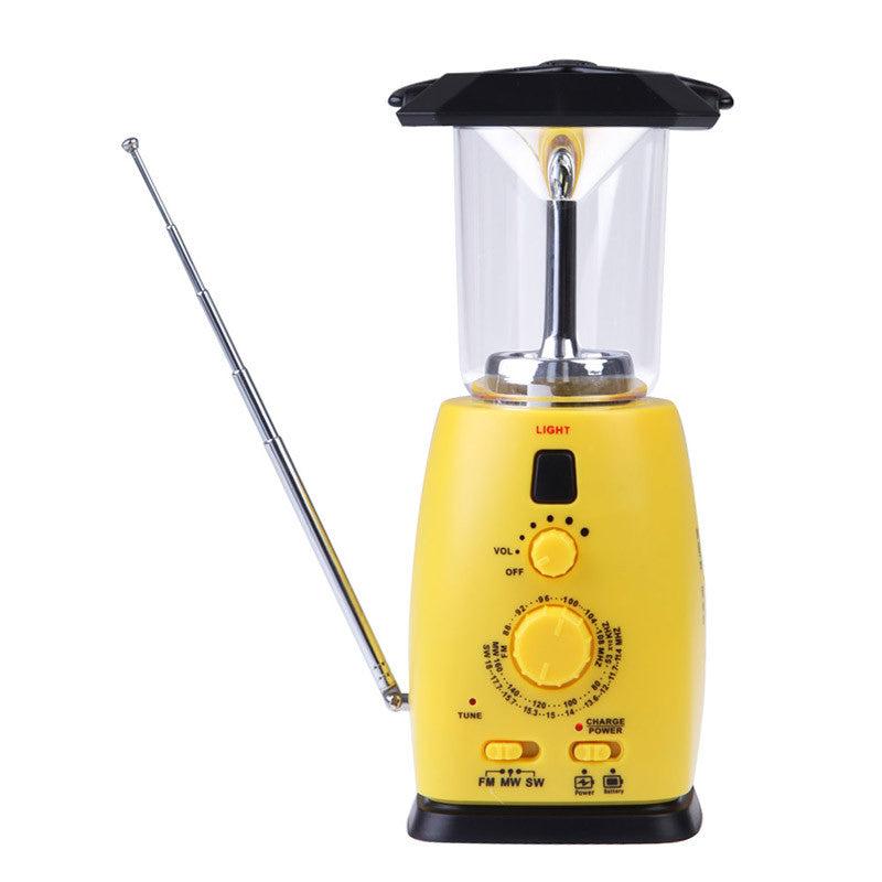 Portable Outdoor Camping Lamp Solar Hand Crank 8 LED Camping Lantern with AM FM NOAA Weather Radio