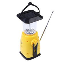 Portable Outdoor Camping Lamp Solar Hand Crank 8 LED Camping Lantern with AM FM NOAA Weather Radio